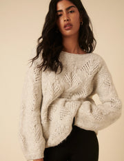 Slash Neck Bobble Stitch Jumper