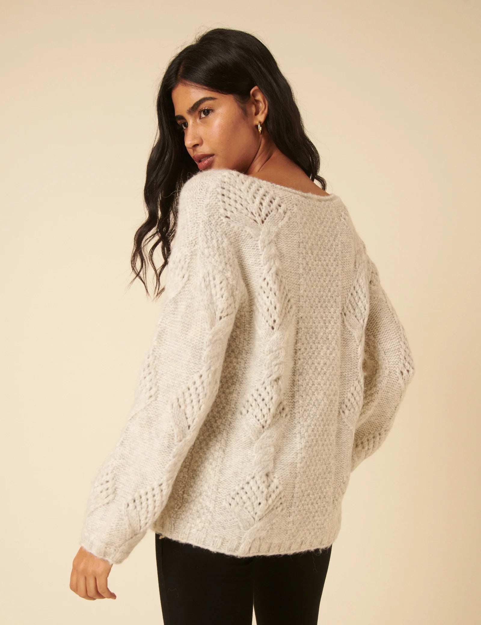 Slash Neck Bobble Stitch Jumper