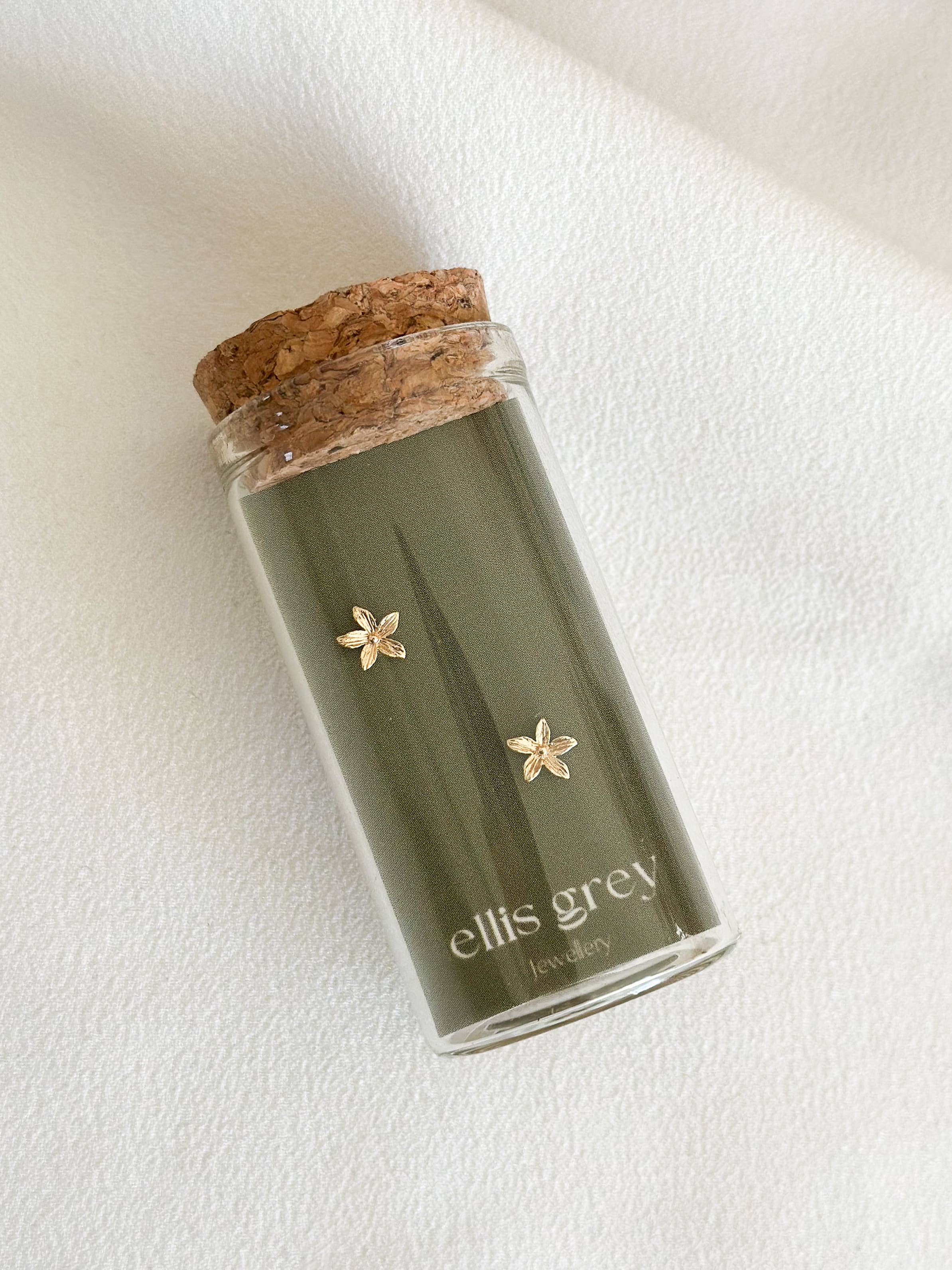 Glass Vial Stud Earrings - Flower stud earrings