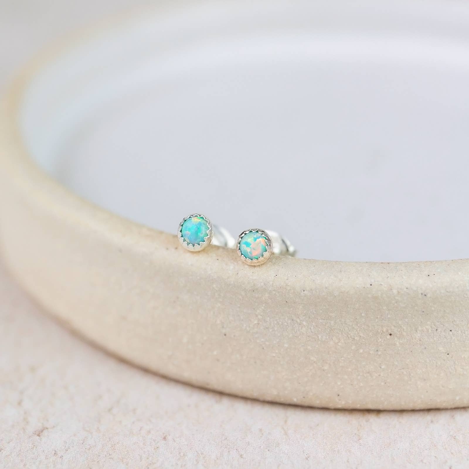 Sterling Silver Gemstone Mini Studs: Garnet