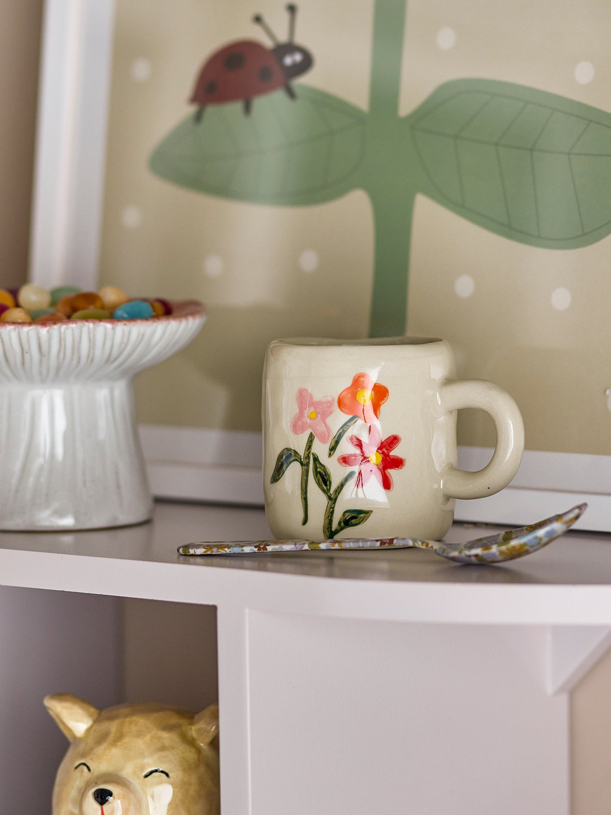 Millie Cup - White Flowers with Stems