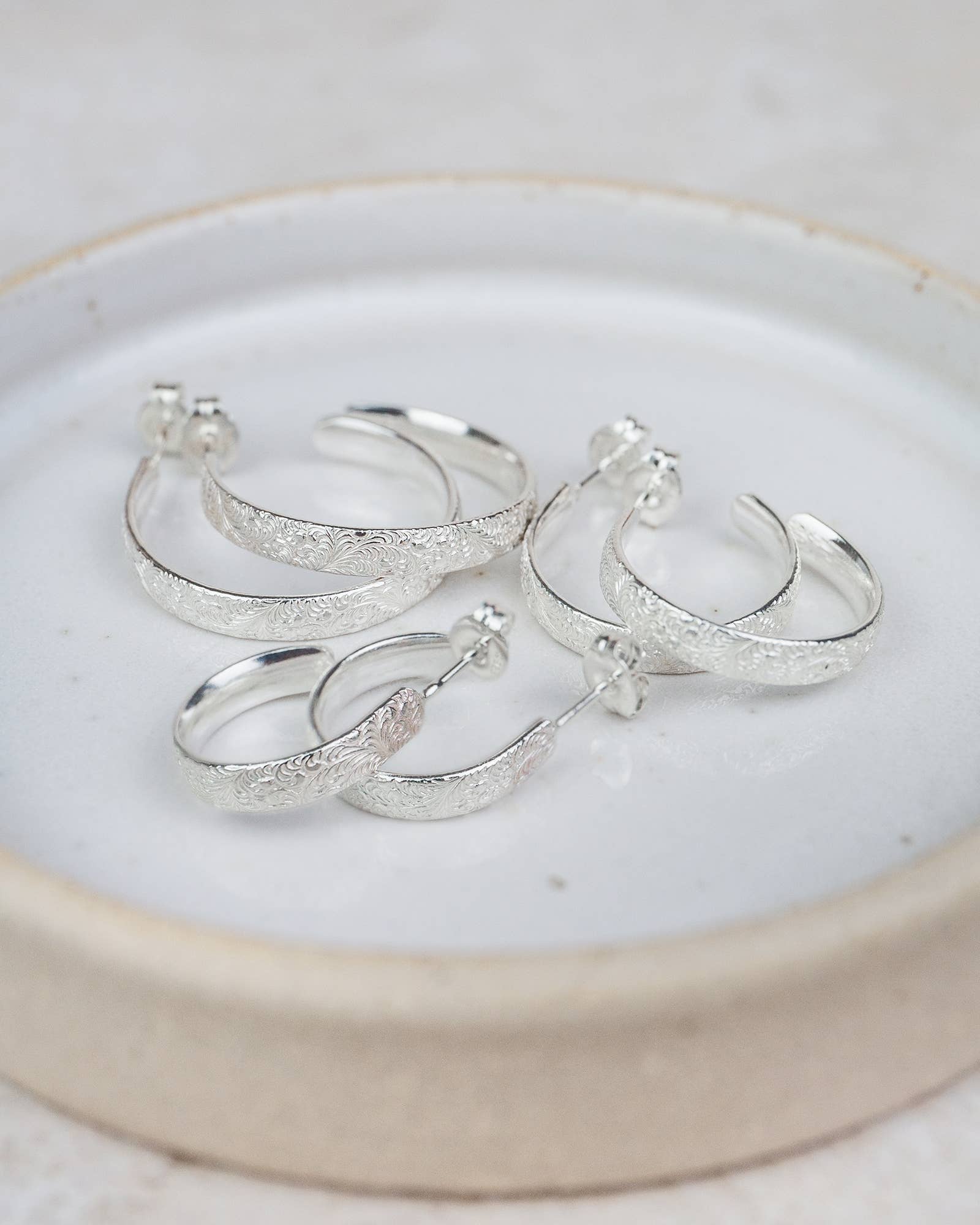 Sterling Silver Large Lace Hoops