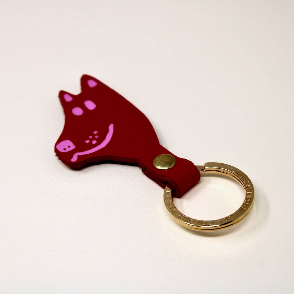 Dog Head Key Fob: Cream