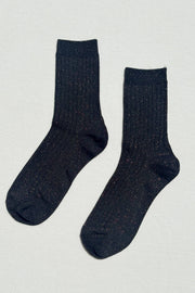 Her Socks - MODAL Lurex : Copper Black