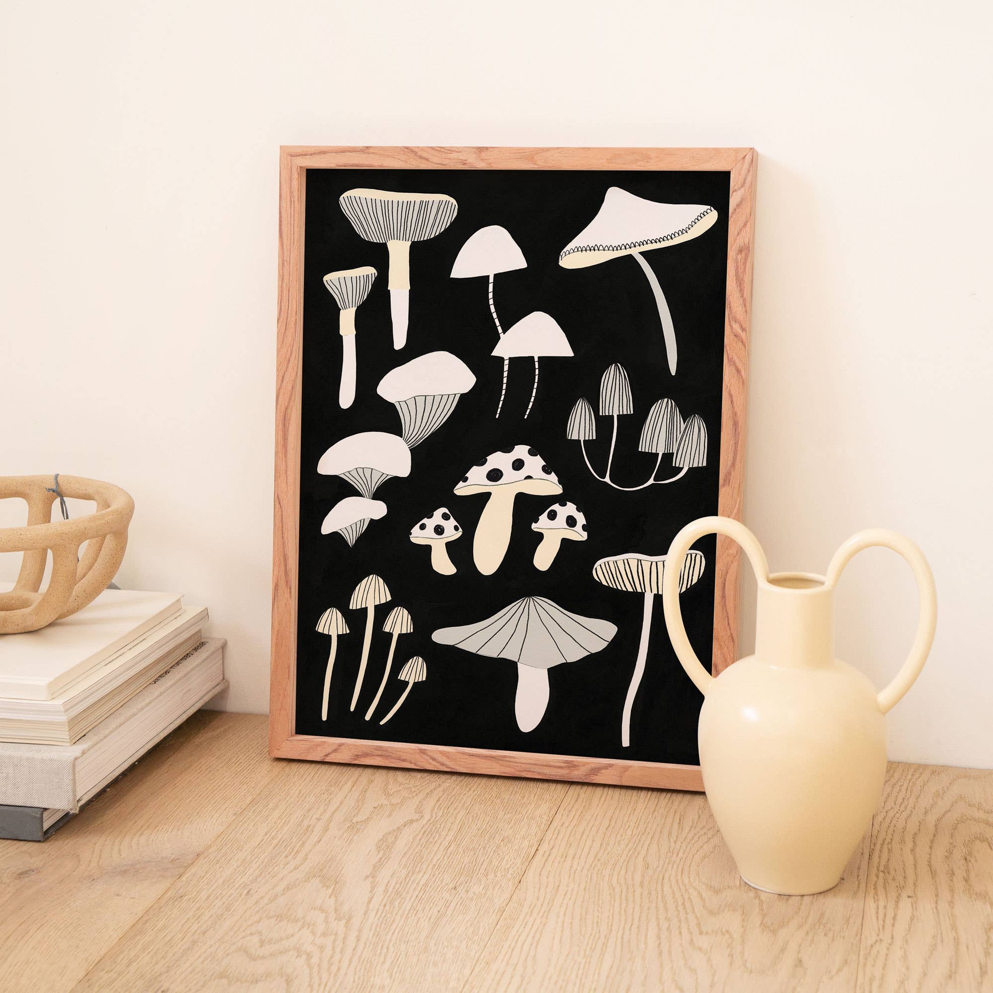 Black And White Mushroom Art Print | Monochrome | Fungi: A3