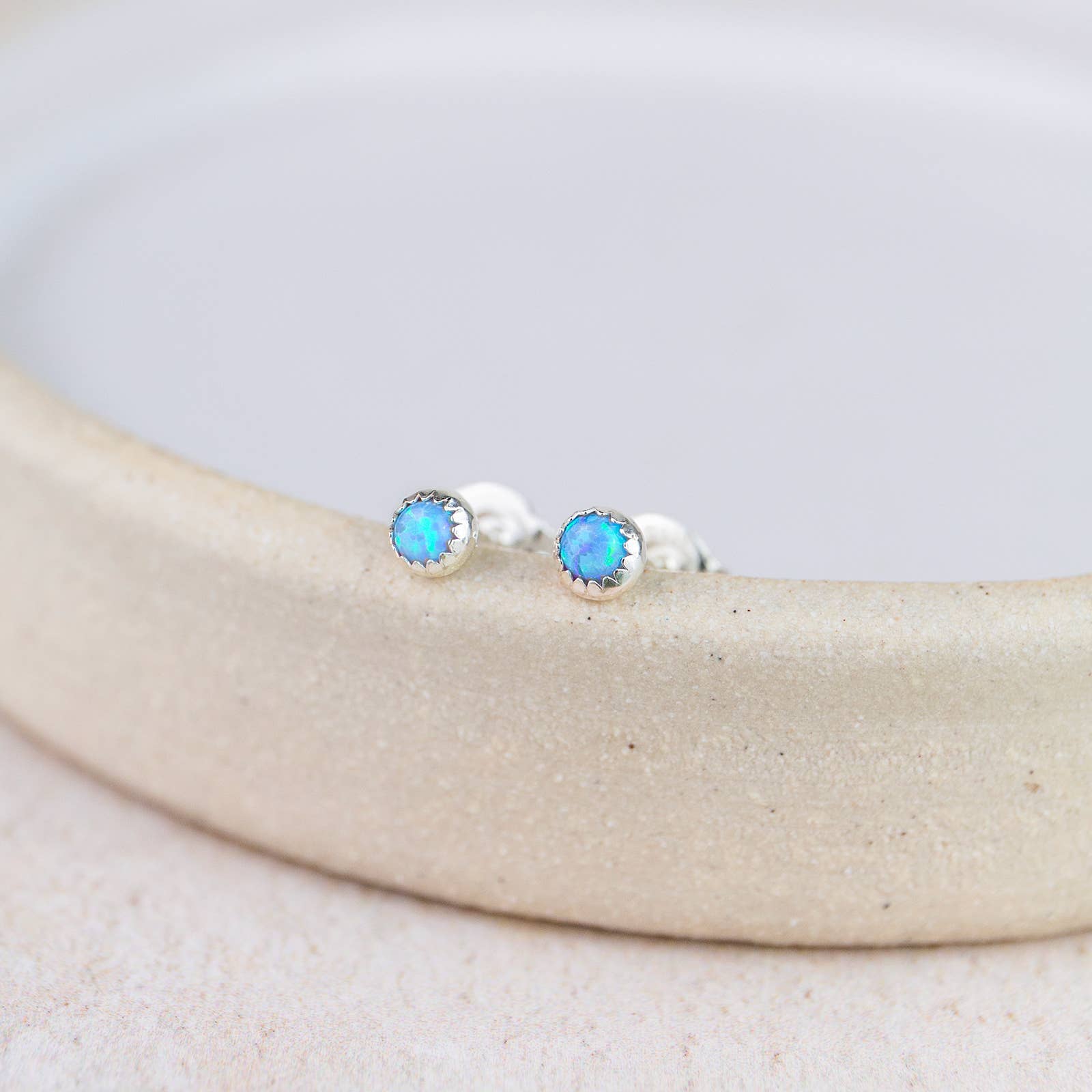 Sterling Silver Gemstone Mini Studs: Pearl