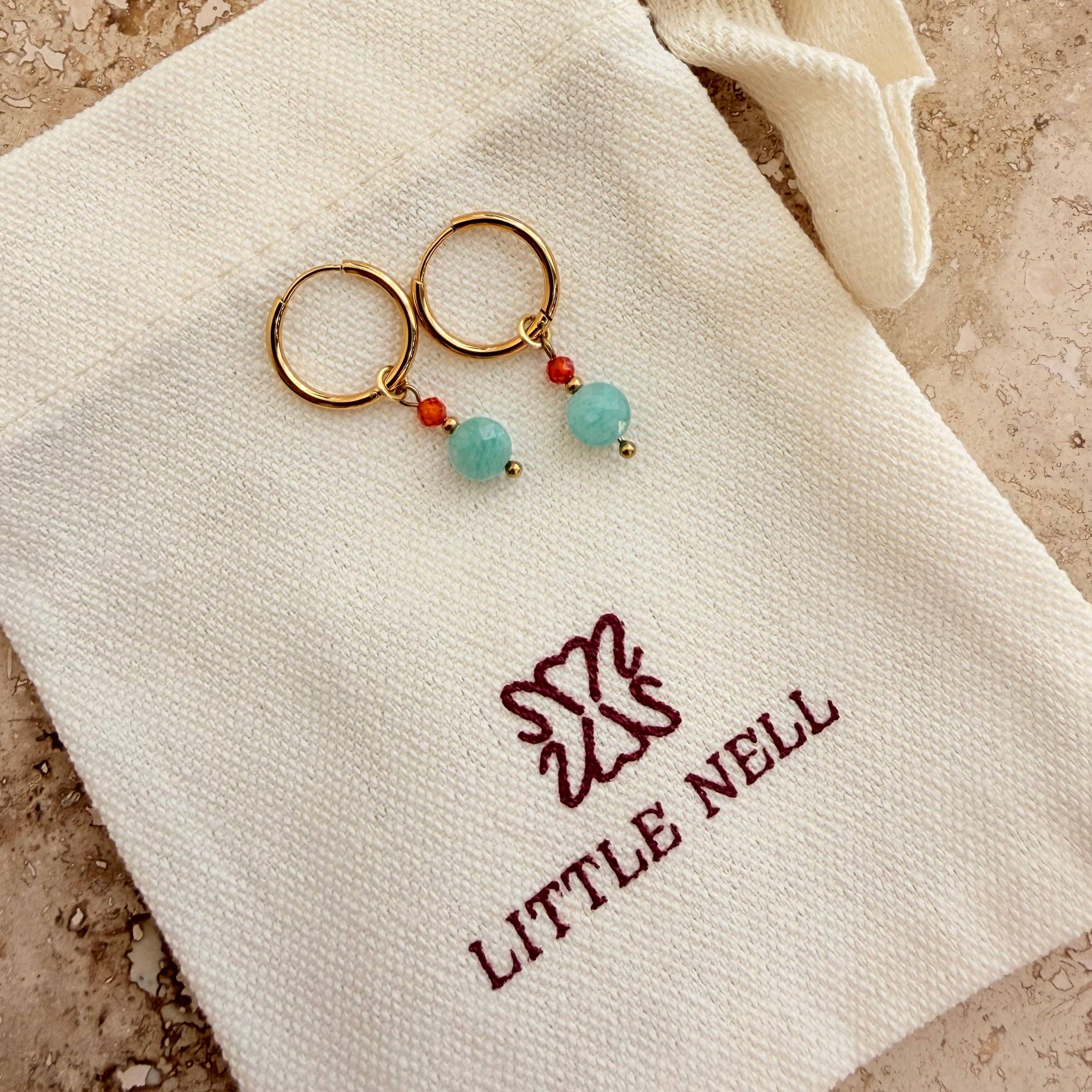 Everyday Beaded Hoops - Turquoise & Orange