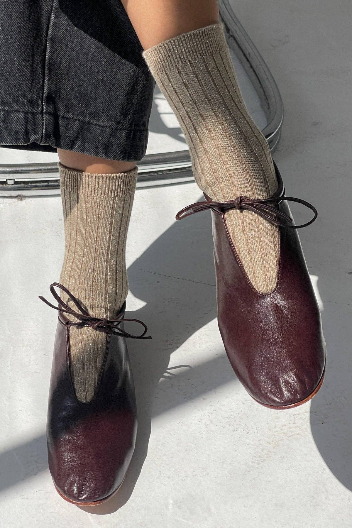 Her Socks - MODAL Lurex : Copper Black