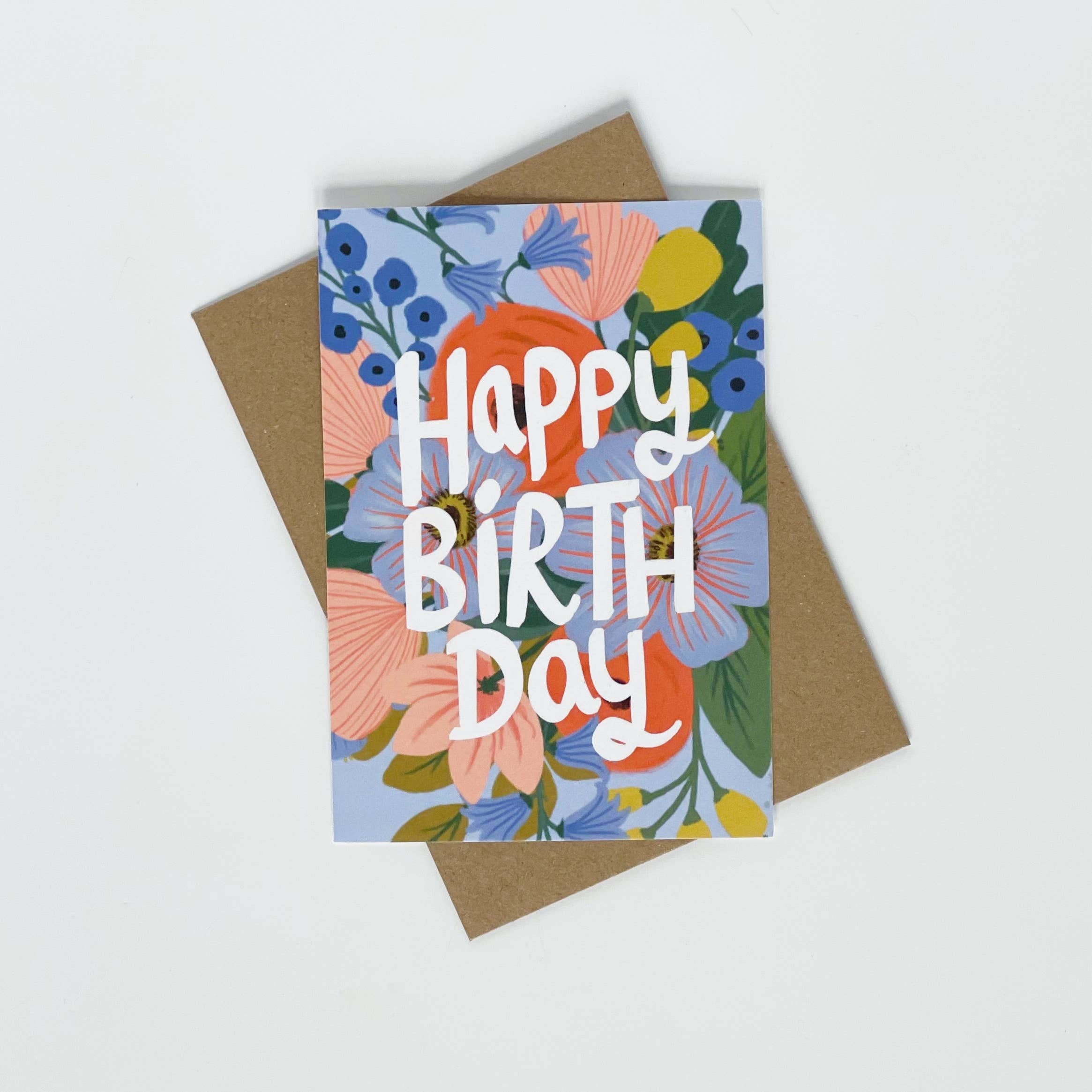 Happy Birthday - Colourful Blue Flowers