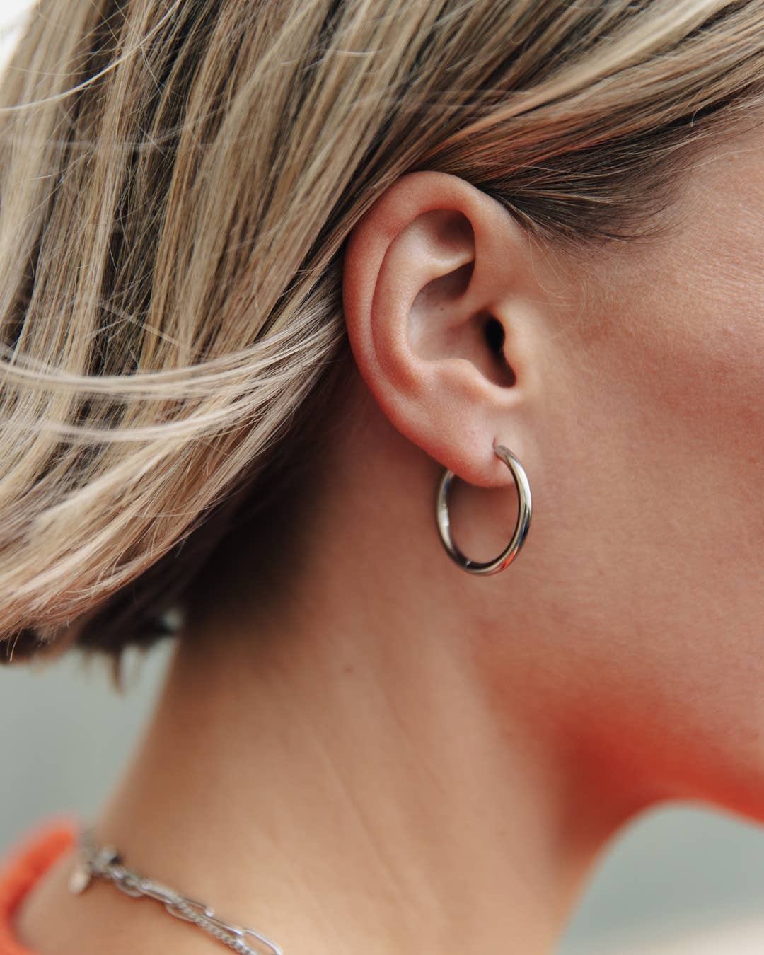 Silver Hoop Earrings - 2cm, Waterproof