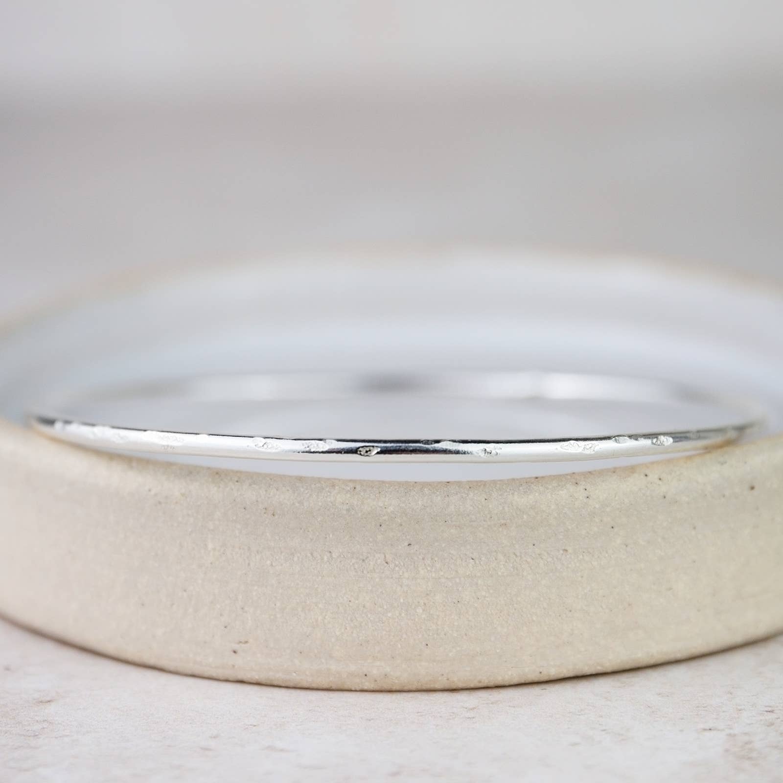 Sterling Silver Geo Circle Bangle: 6.5cm