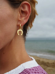 Lucky Horseshoe Gold Charm Earrings
