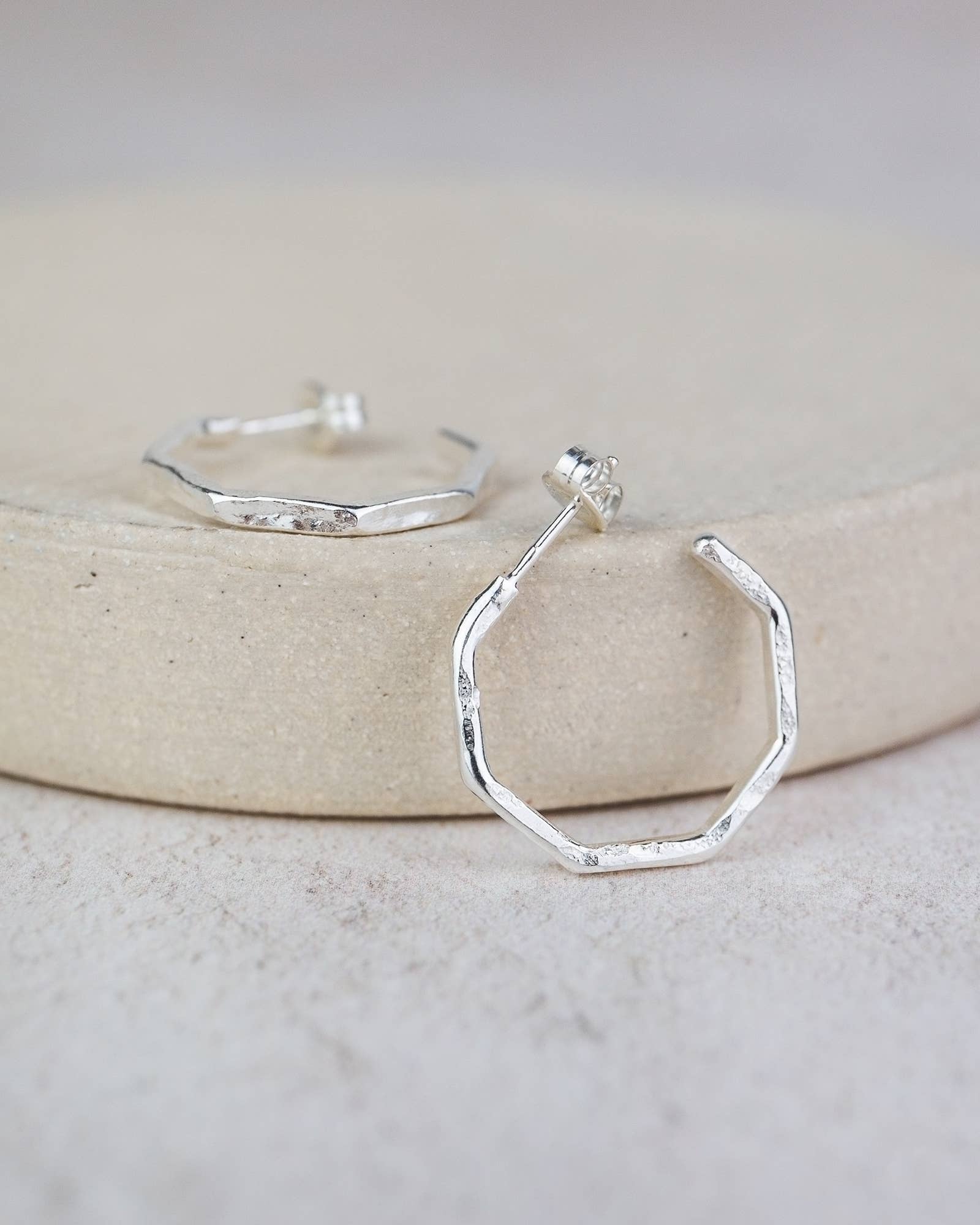 Sterling Silver Octagon Hoops - Everyday