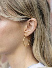 Gold Large Entwined Latch Hoop Earrings, Waterproof