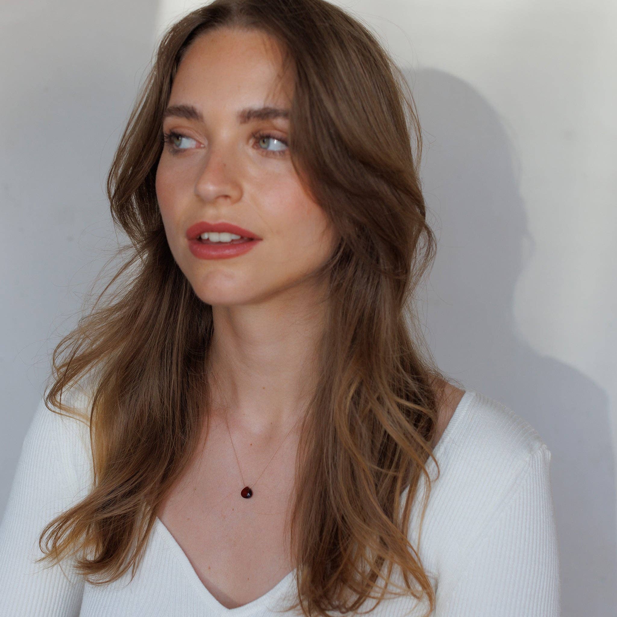 January Garnet Fine Cord Birthstone Necklace