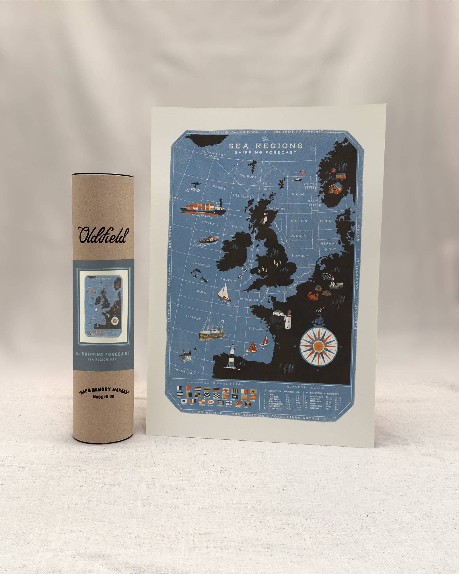 The Sea Regions of the United Kingdom A3 Map Print: Print Only