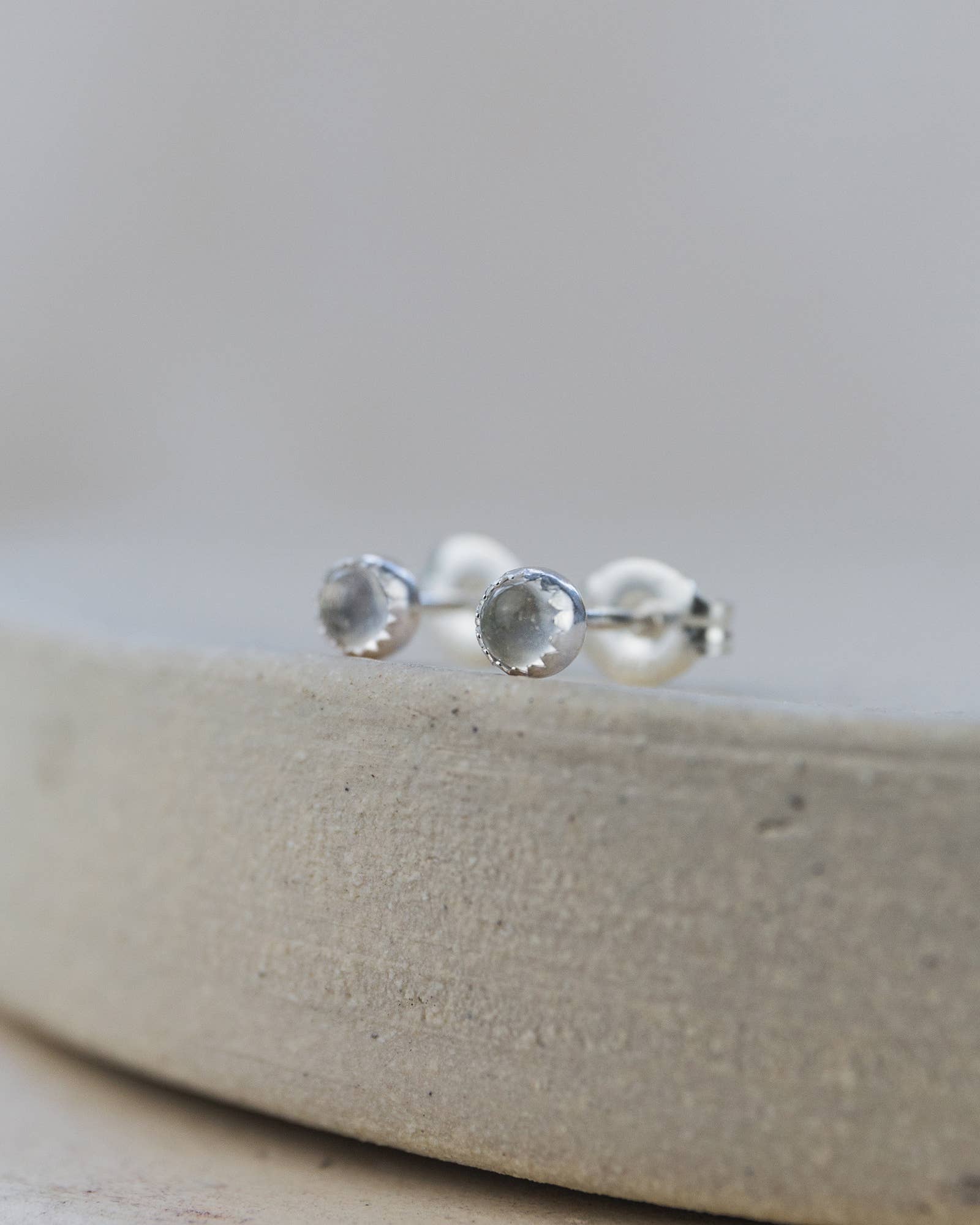 Sterling Silver Gemstone Mini Studs: Crystal Quartz