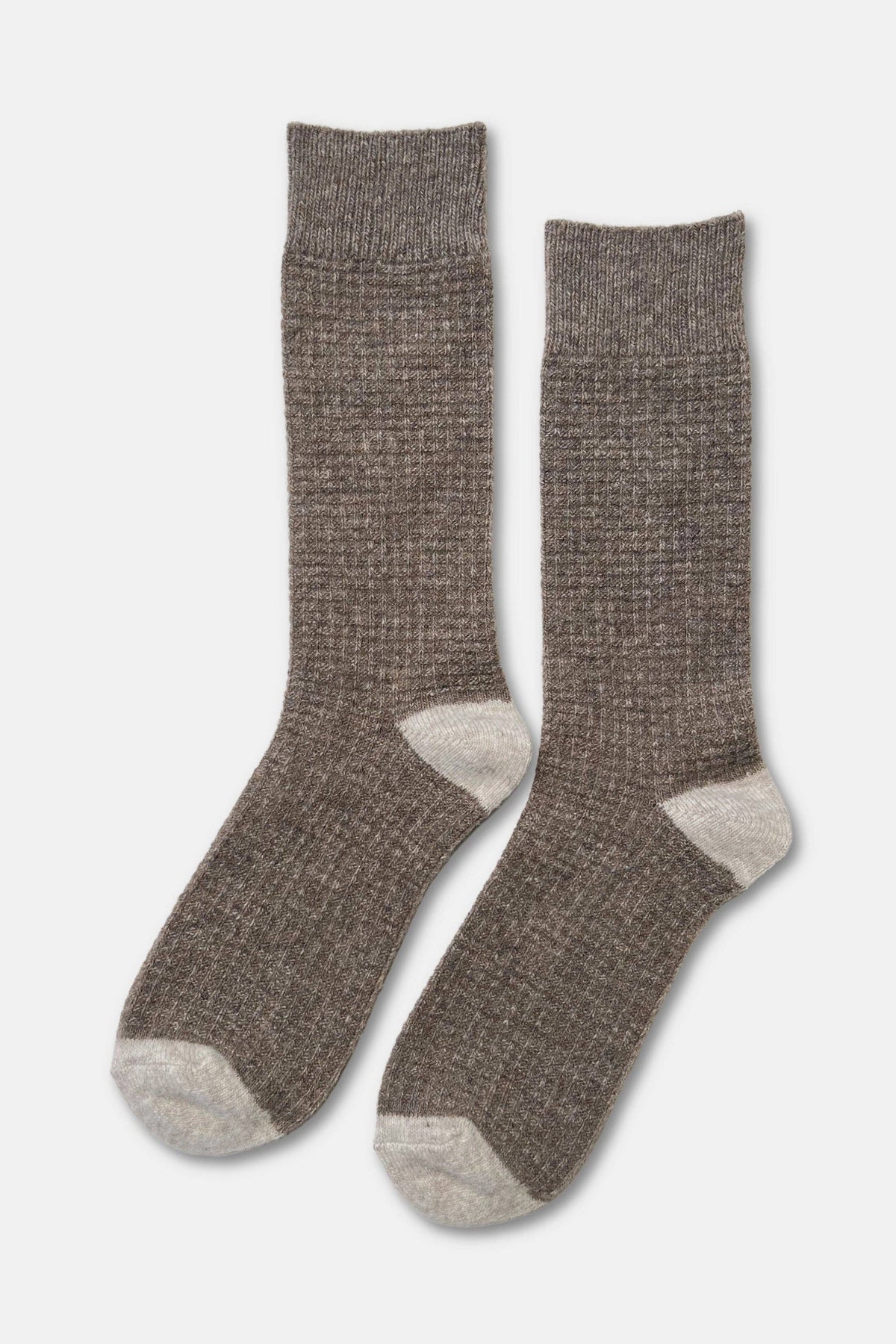 Extended Wool Waffle Socks : Denim/Stone