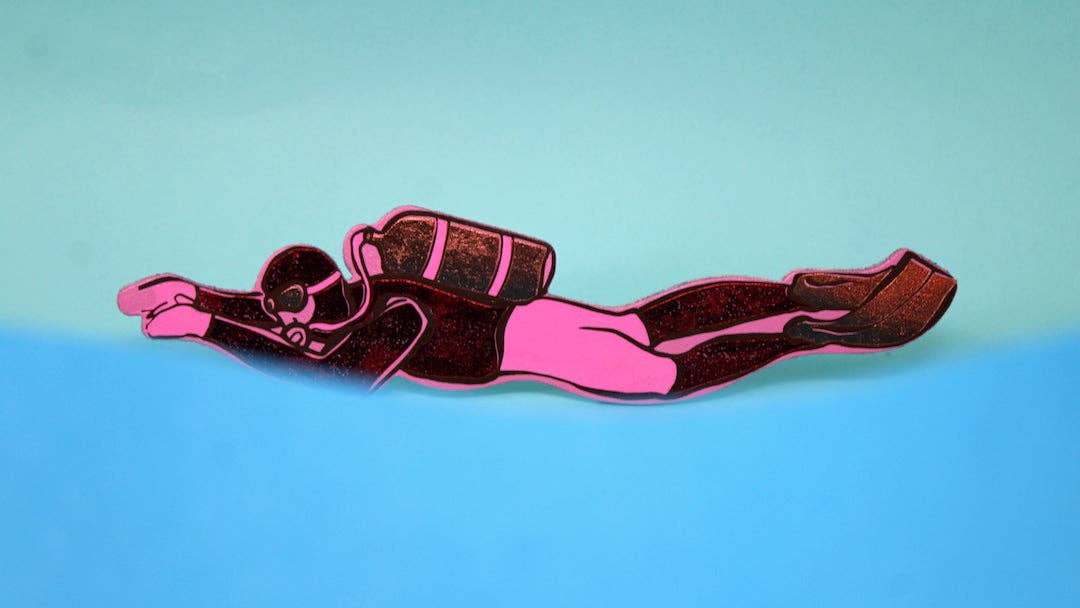 Scuba Diver Bookmark: Apple