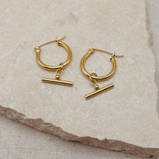 Everyday Lightweight Gold Bar Hoops