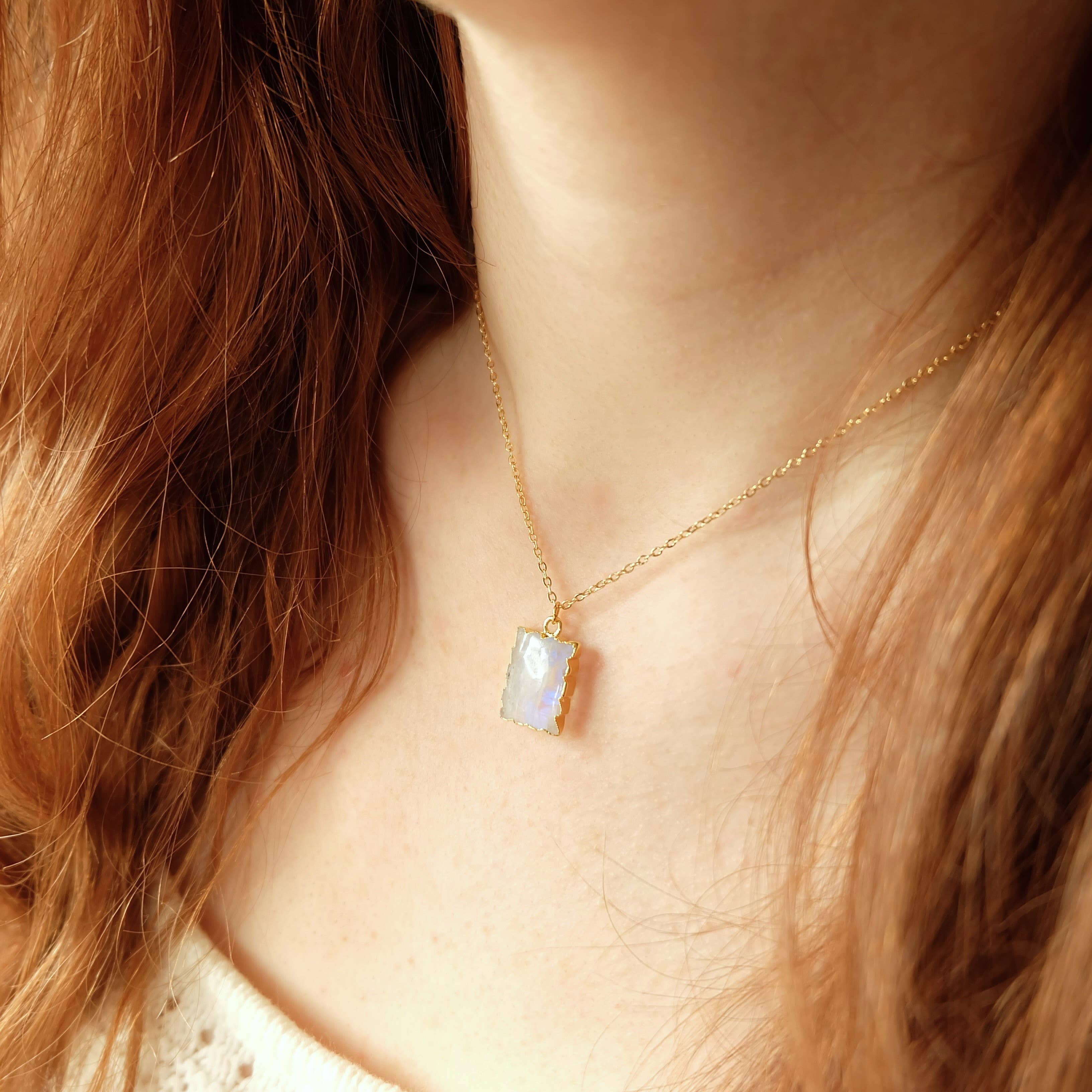 Raw Quartz Crystal Gemstone Necklace