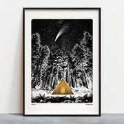 Starry Night, Digital Print (A4, A3) Stars, Camping, Forest: A4
