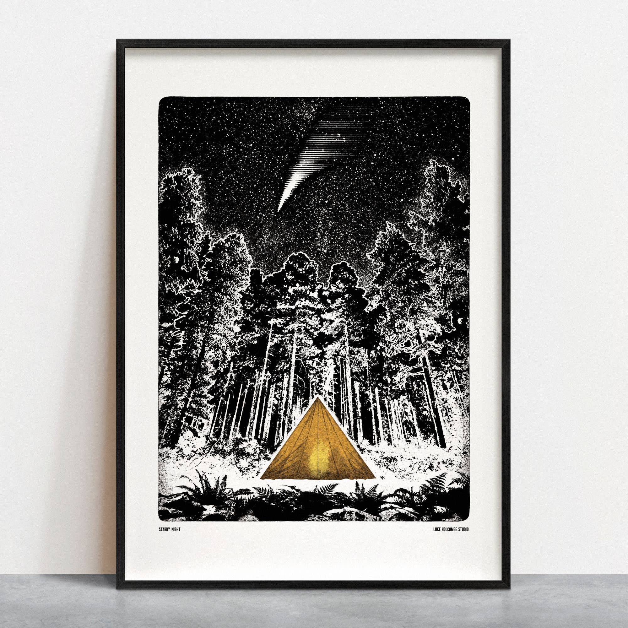 Starry Night, Digital Print (A4, A3) Stars, Camping, Forest: A3