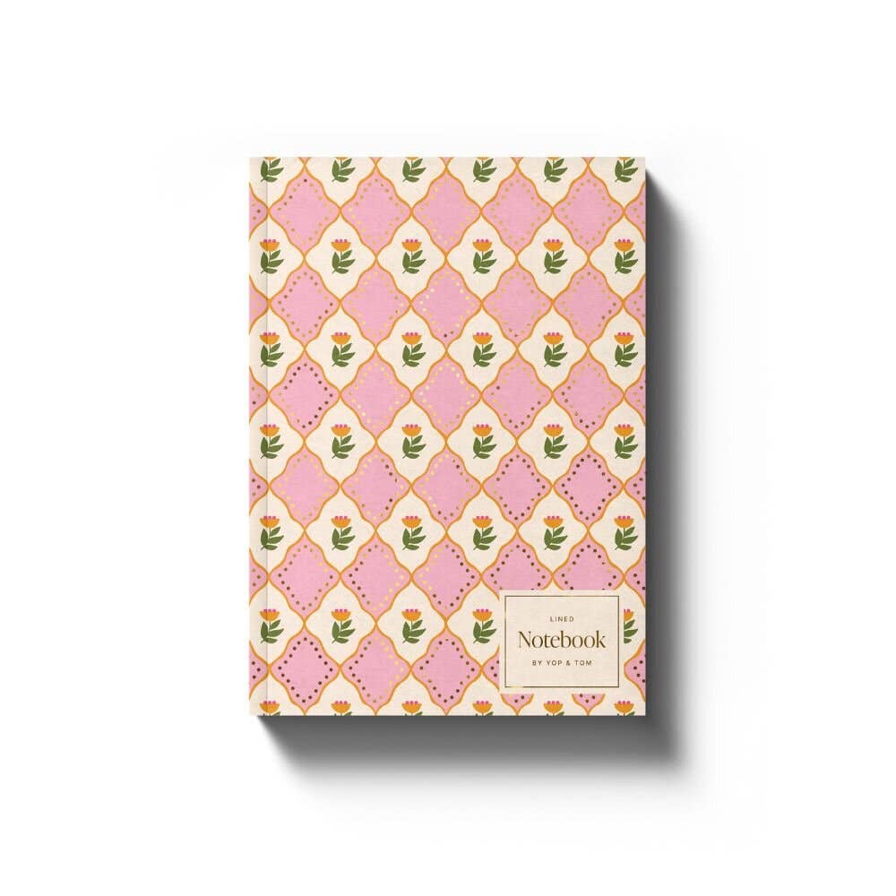 A5 Softcover Lined Notebook - Pink Flowers