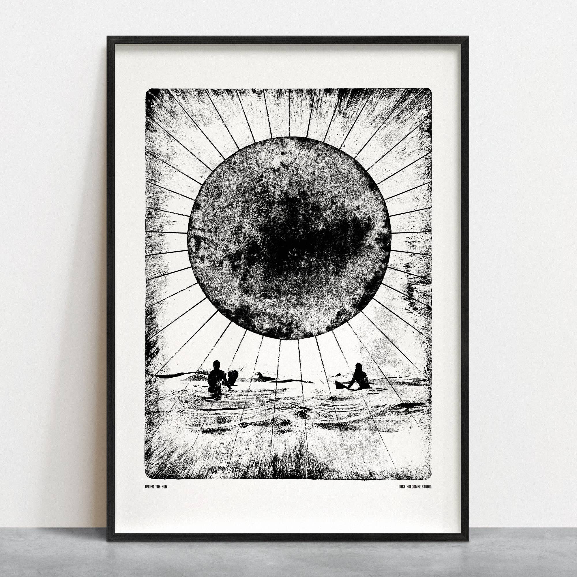 Under the Sun, Digital Print (A4, A3) Surfers Sunset Seaside: A3