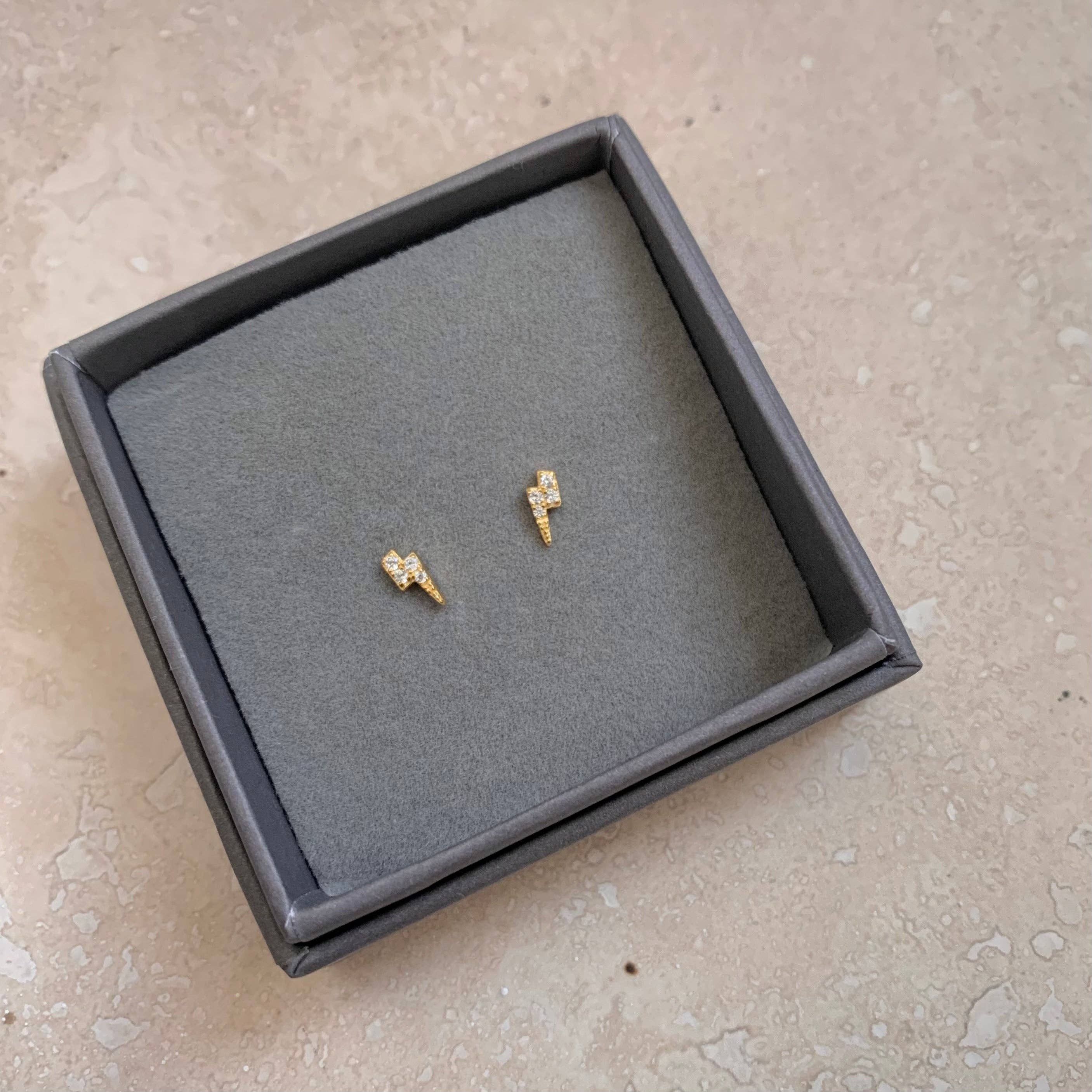 Gold Vermeil | Sterling Silver Mini Lightning Stud Earrings: Gold