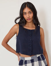 Sammie Button Top - Blue