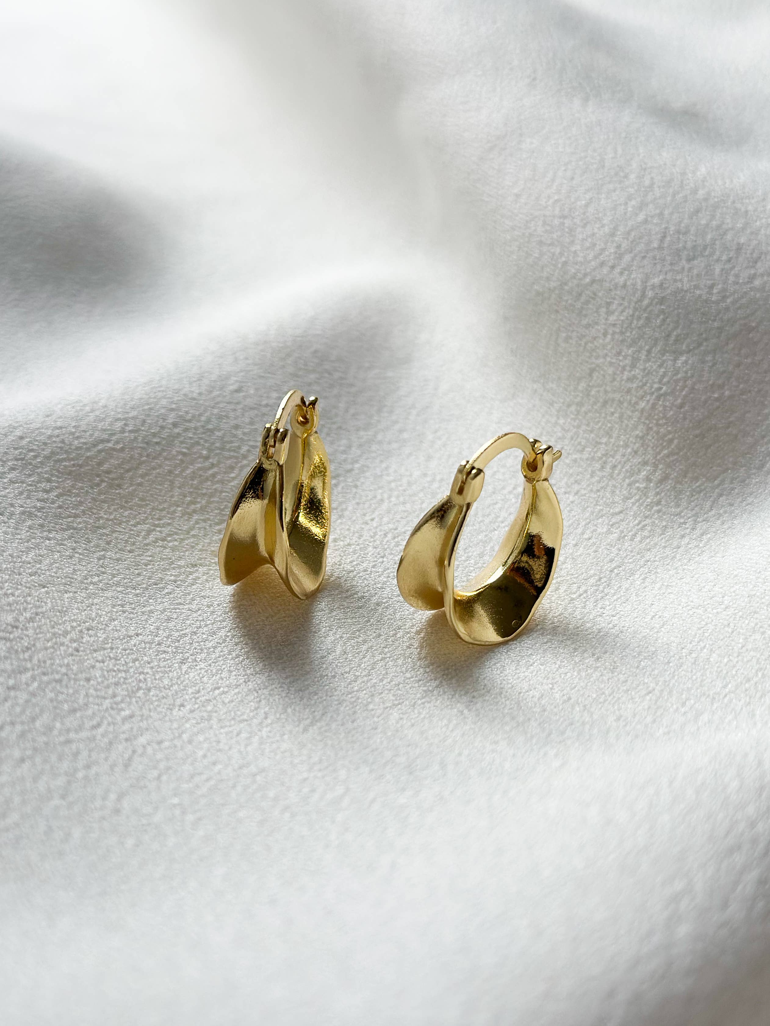 18k Gold Plated Folded Hoop Earrings