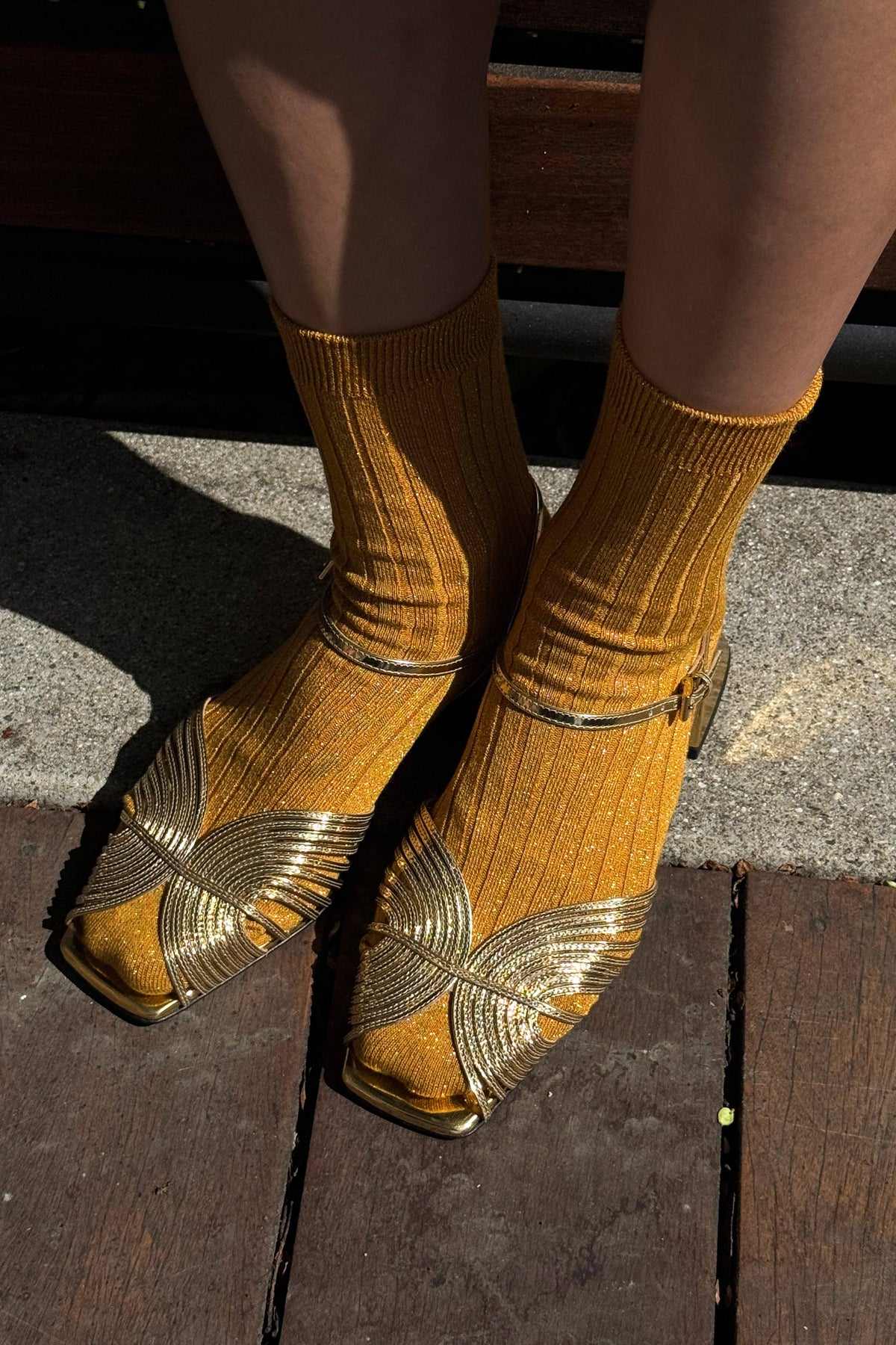 Her Socks - MODAL Lurex : Copper Black