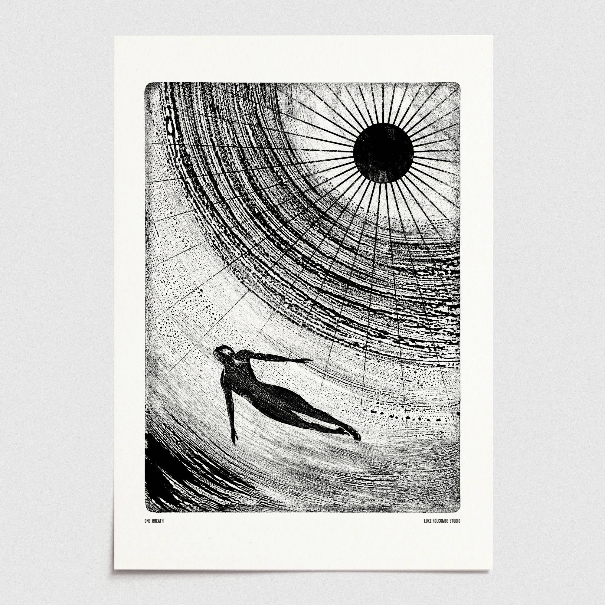 One Breath, Digital Print (A4, A3) Ocean Wild Swim Summer: A3