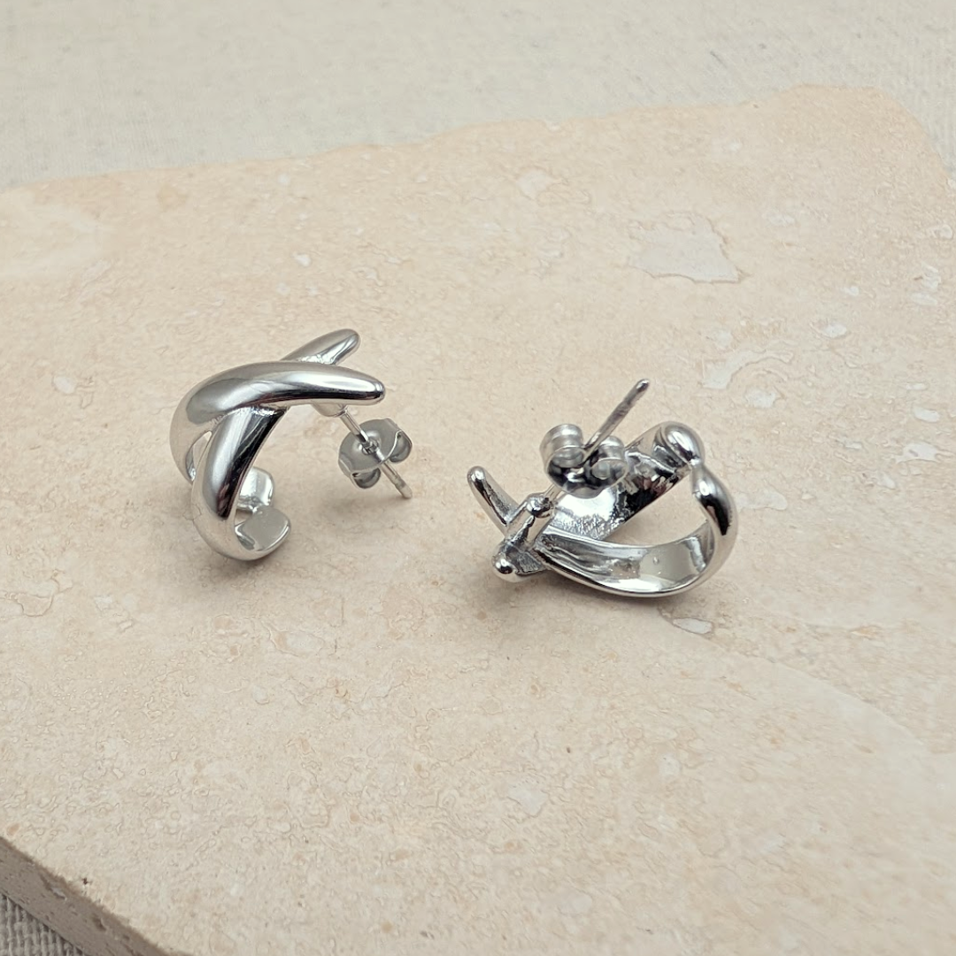 Everyday Silver Criss-Cross Hoops