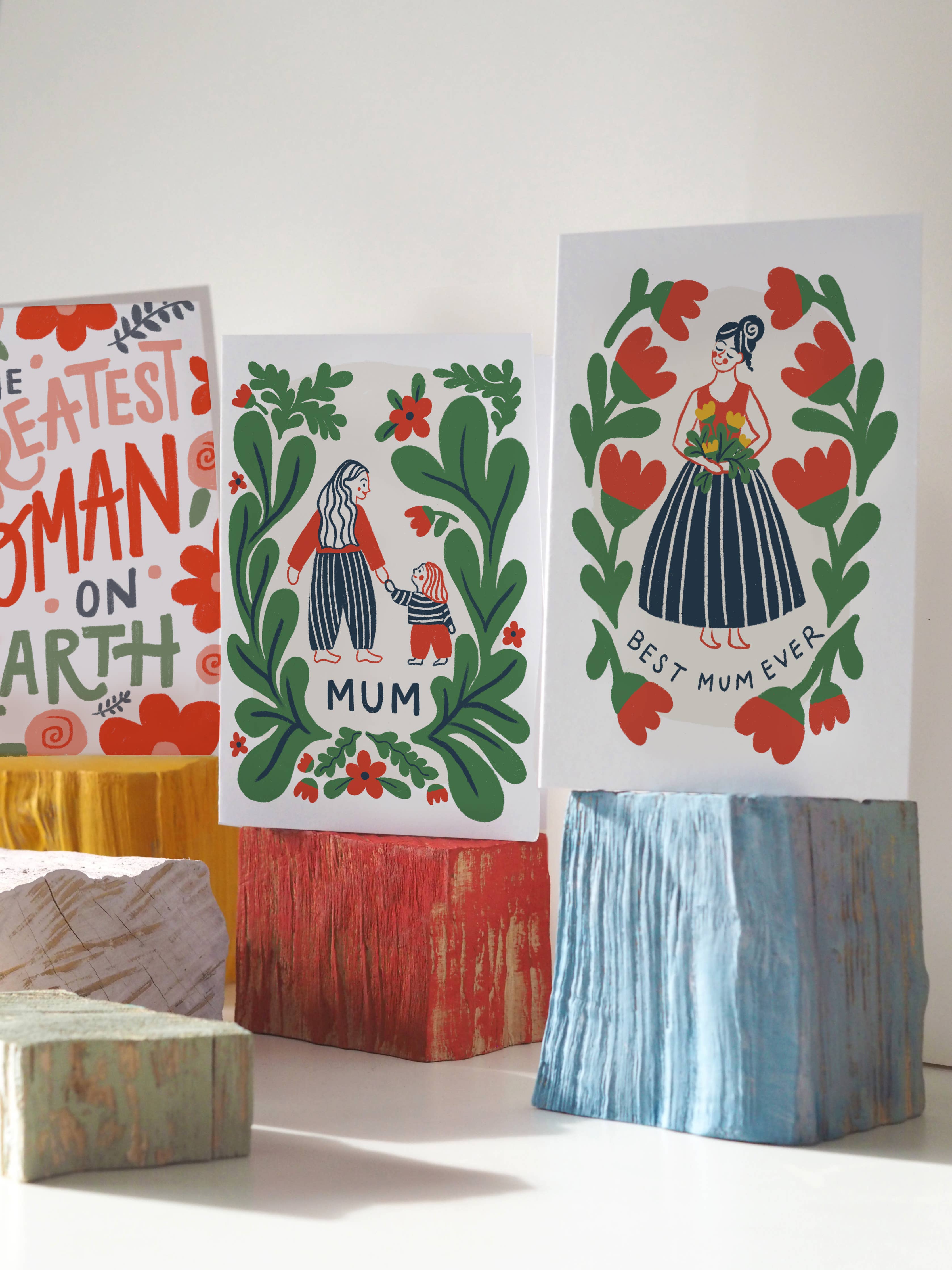 Mum - Mother & Child Floral Card - Mother's Day