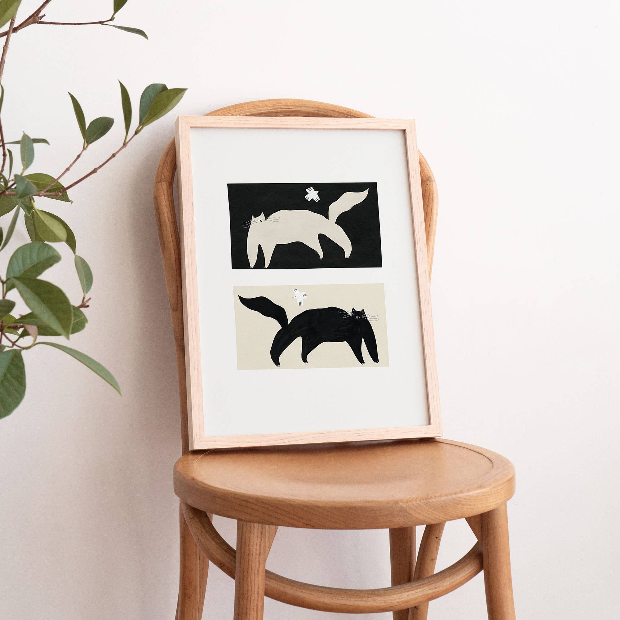 Negative / Positive Cats Art Print | Monochrome Wall Art: A3