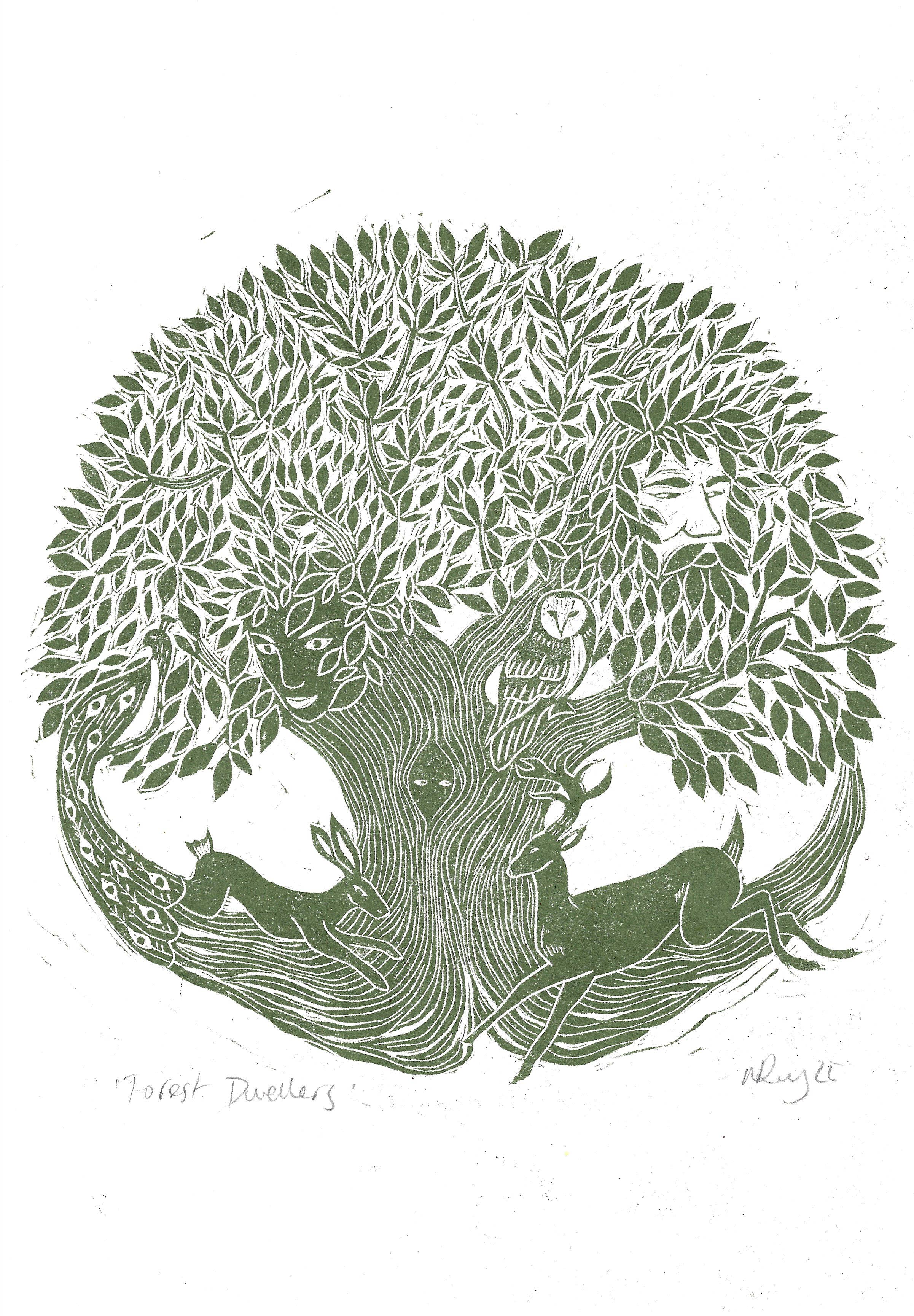 Forest Dwellers riso, tree of life, nature, pagan, woodland