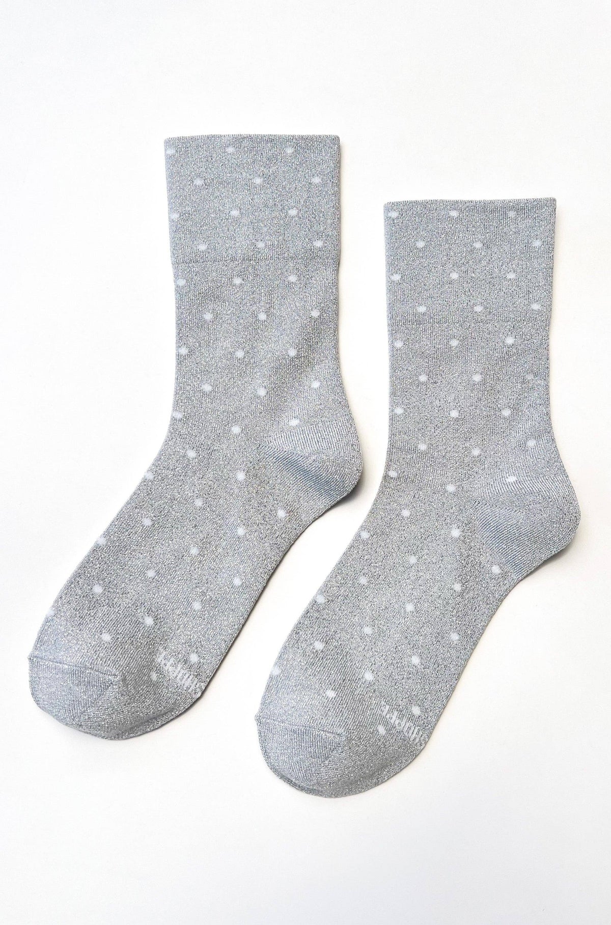 Lurex Patterned Sneaker Socks : Polka Dot - Ink Blue/Red