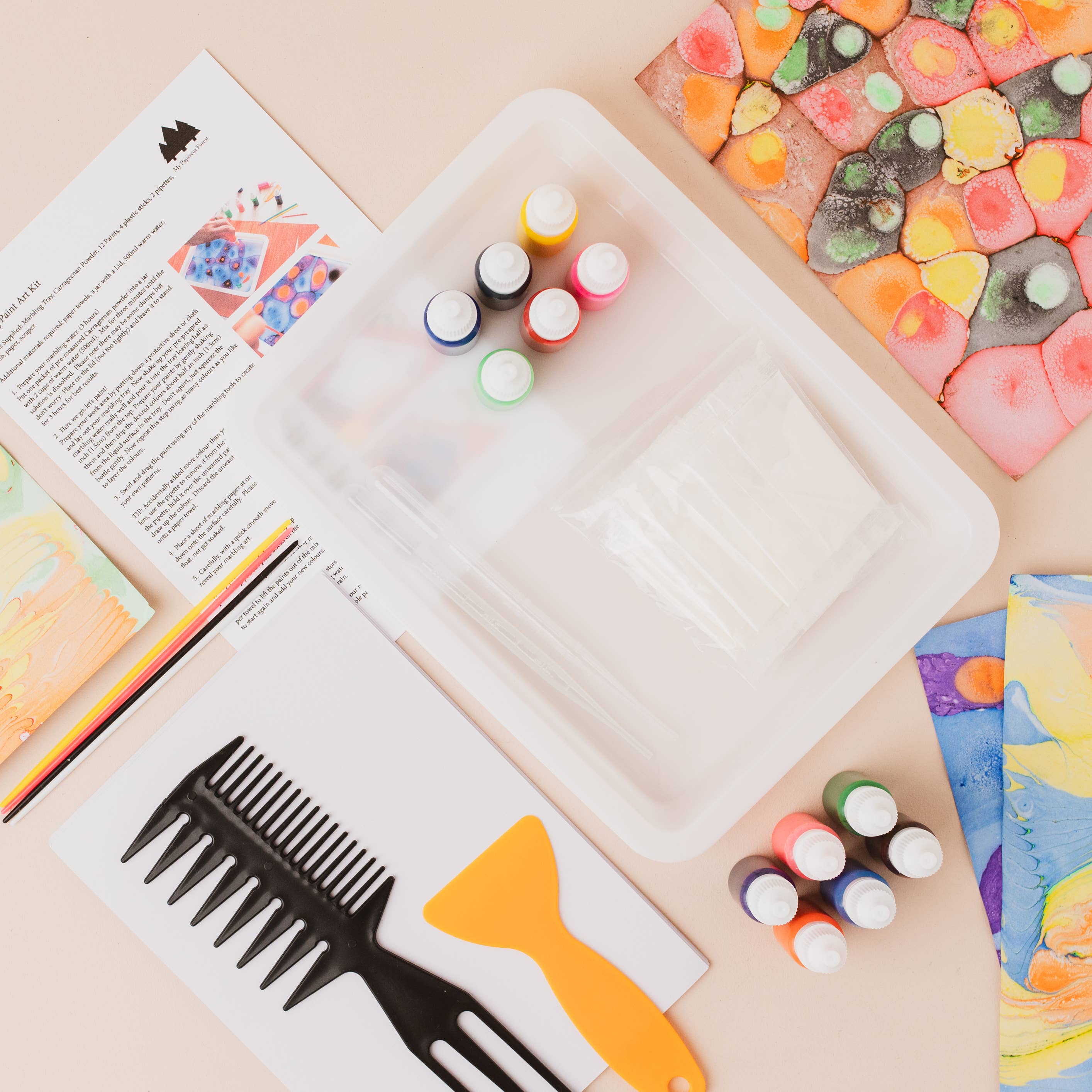 Marbling paint art Kit,  printing DIY craft kit