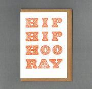 Hip Hip Orange. Letterpress Greeting Card, Eco friendly: Without cello