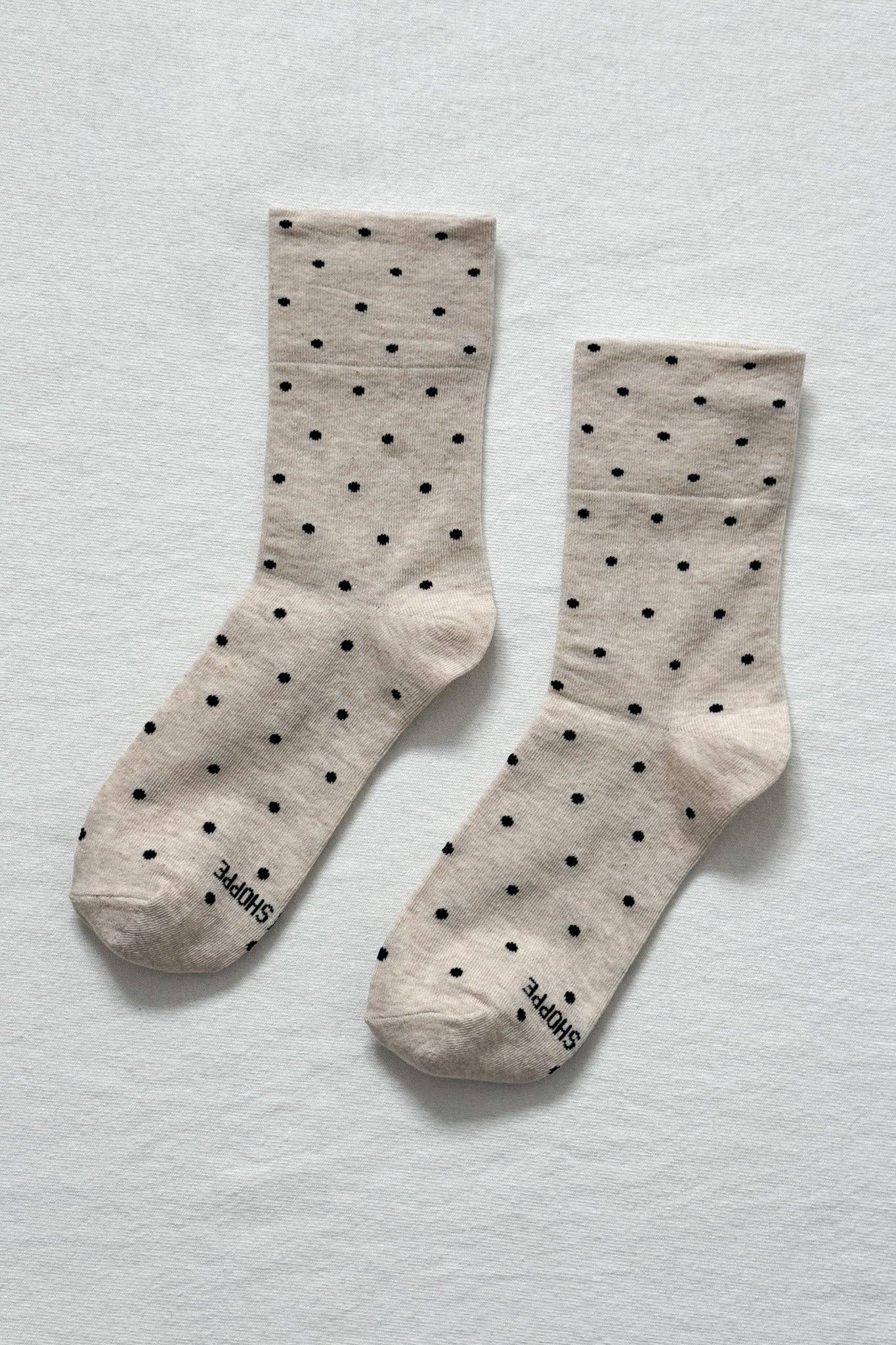 Patterned Sneaker Socks (wholesale): POLKA DOT - CREAM/RED
