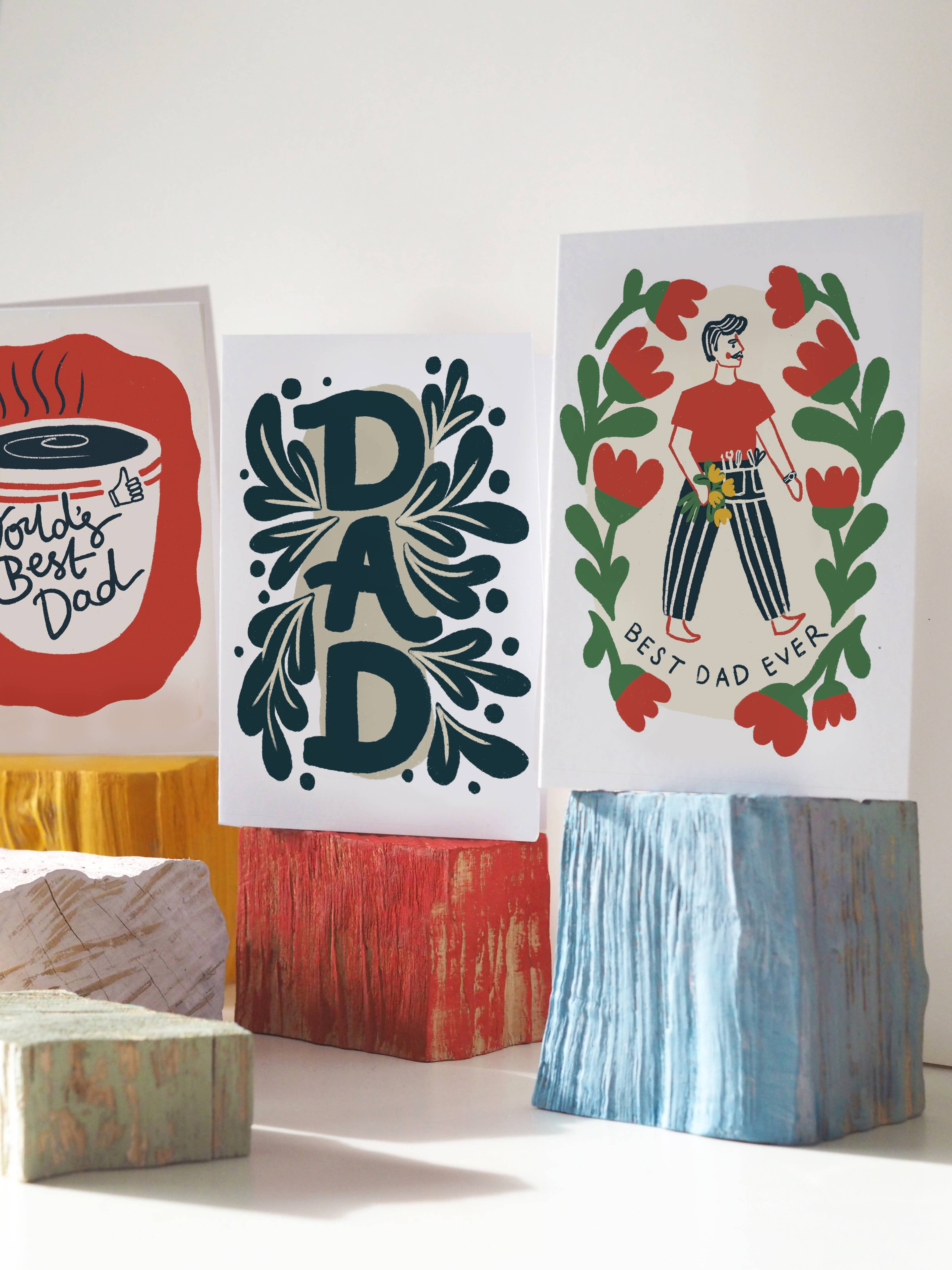 Dad Blue & Beige Floral Father's Day Card