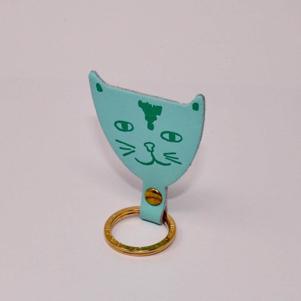 Cat Head Key Fob: Turquoise