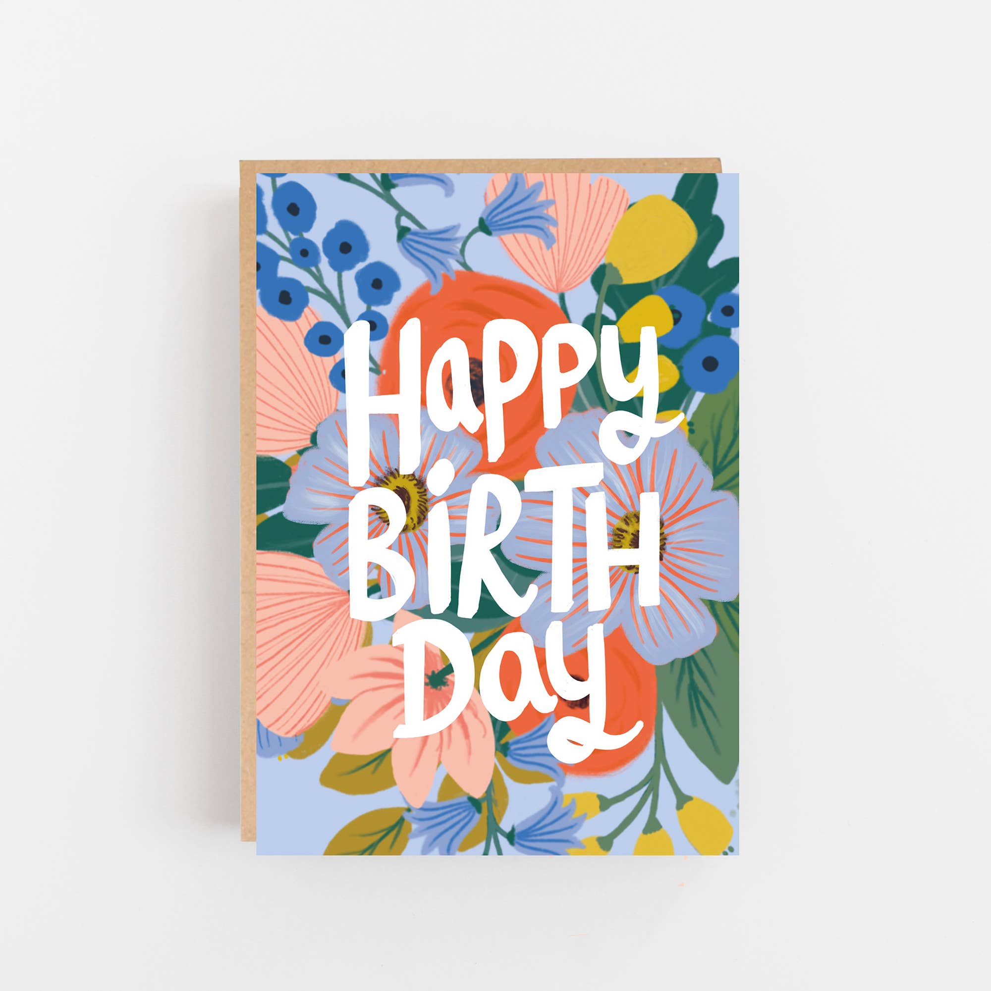 Happy Birthday - Colourful Blue Flowers