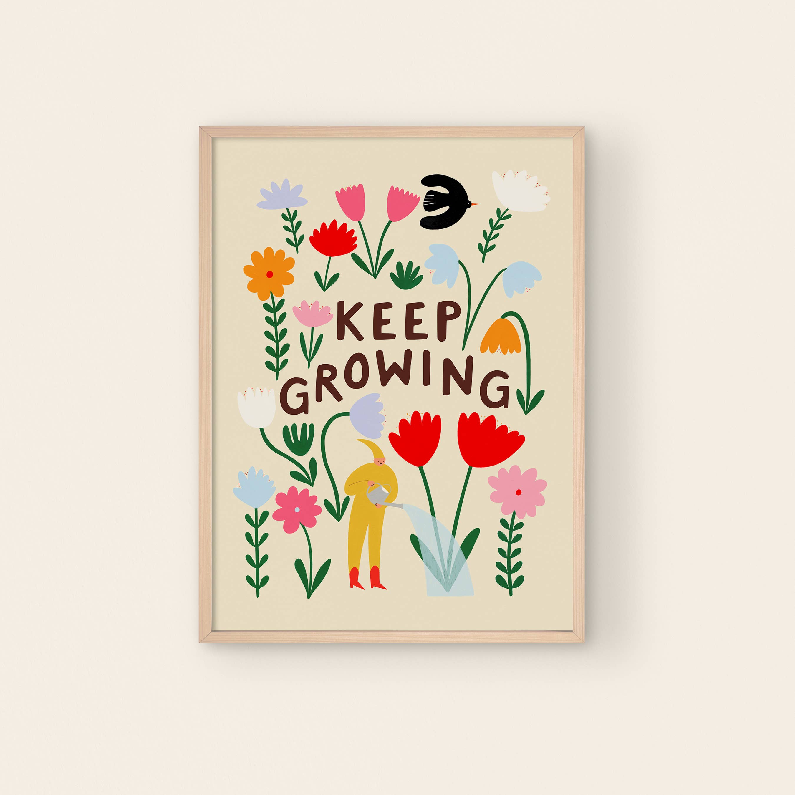 Keep Growing Art Print | Children's | Floral | Typography: A3