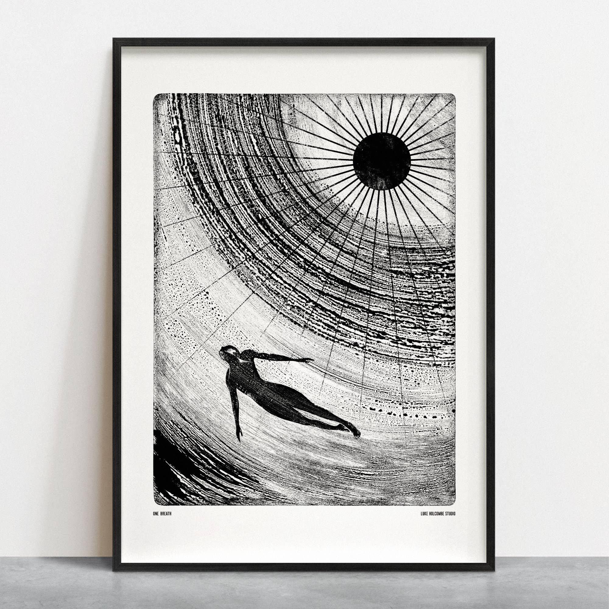 One Breath, Digital Print (A4, A3) Ocean Wild Swim Summer: A3