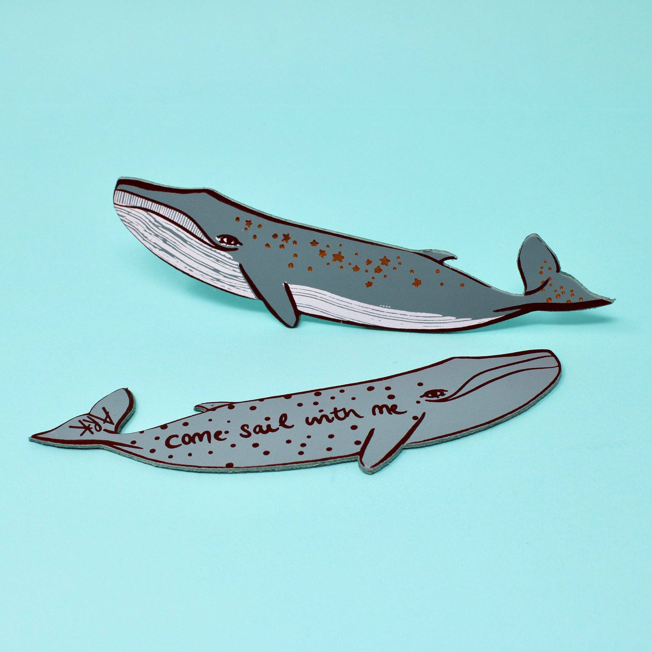 Whale Bookmark: Cornflower
