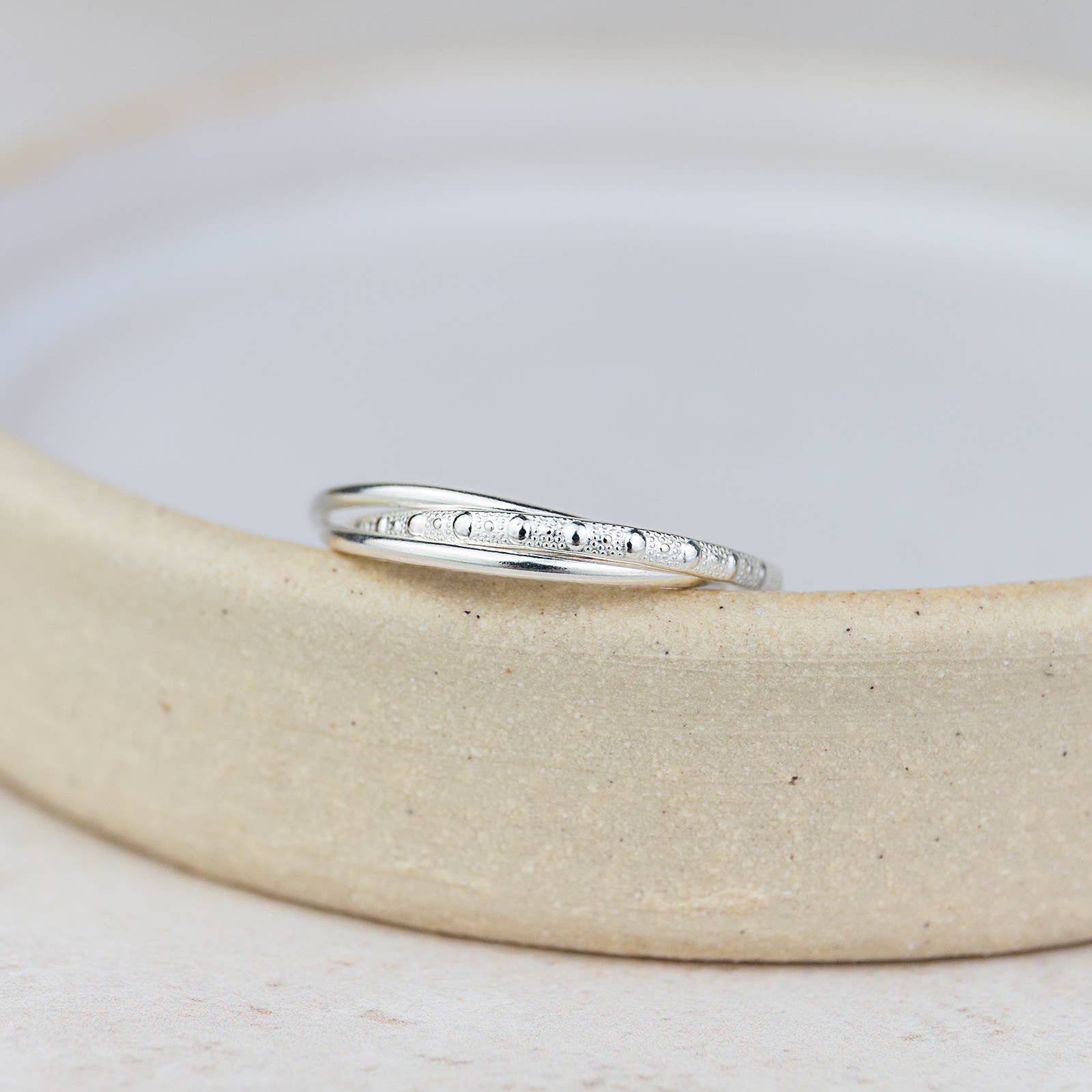 Sterling Silver Triple Ring : Large (P)