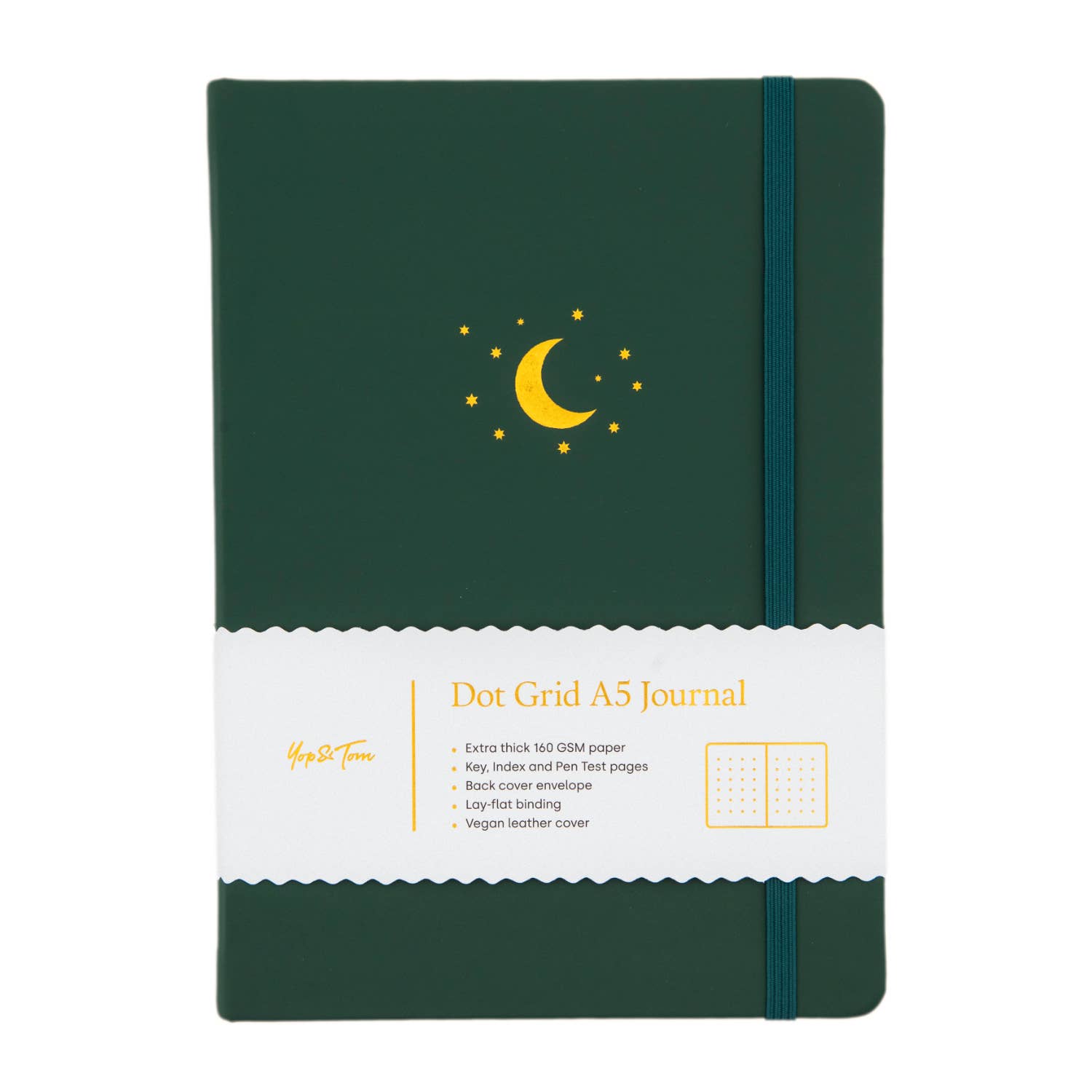 A5 Dot Grid Journal - Moon and Stars: Midnight Blue